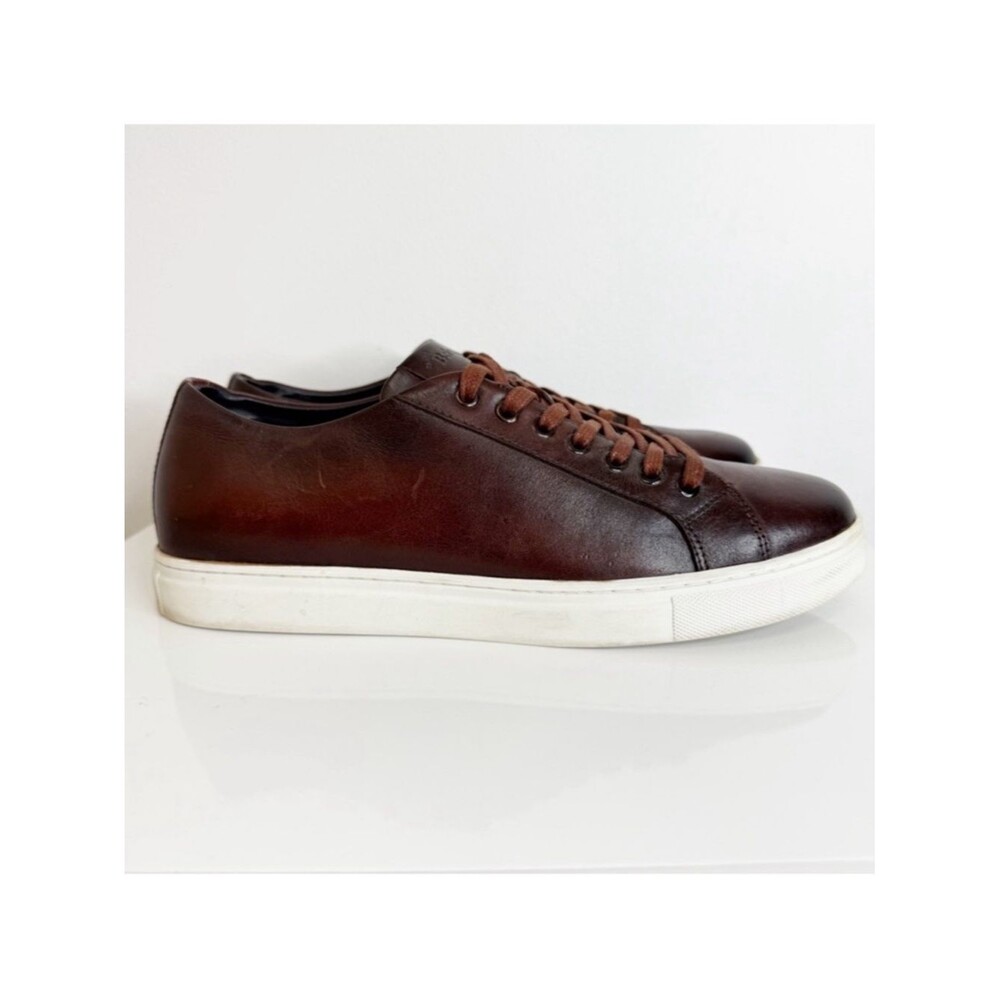 Studio Belvedere Cognac Brown Leather James Sneaker Low Top Men's Size 8.5 D